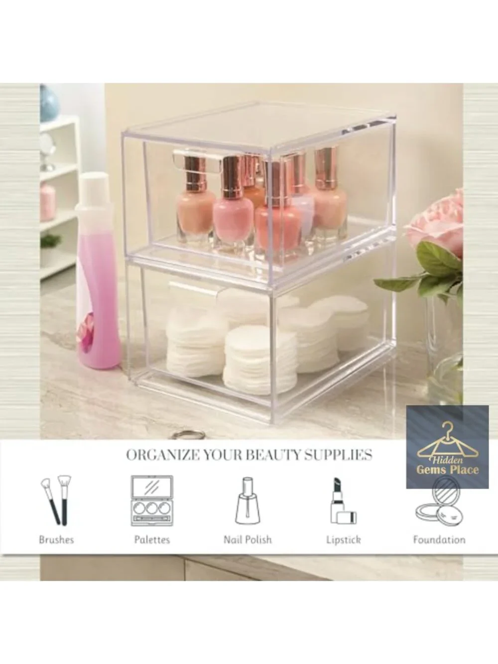 Clear Stackable Storage Drawers 2-Pack BPA-Free Plastic Organizer Vanity Makeup